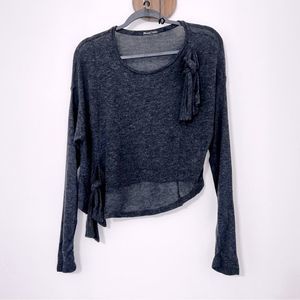 Zara Gray sweater Tie Detail Neck and Hem Long Sleeve Lightweight